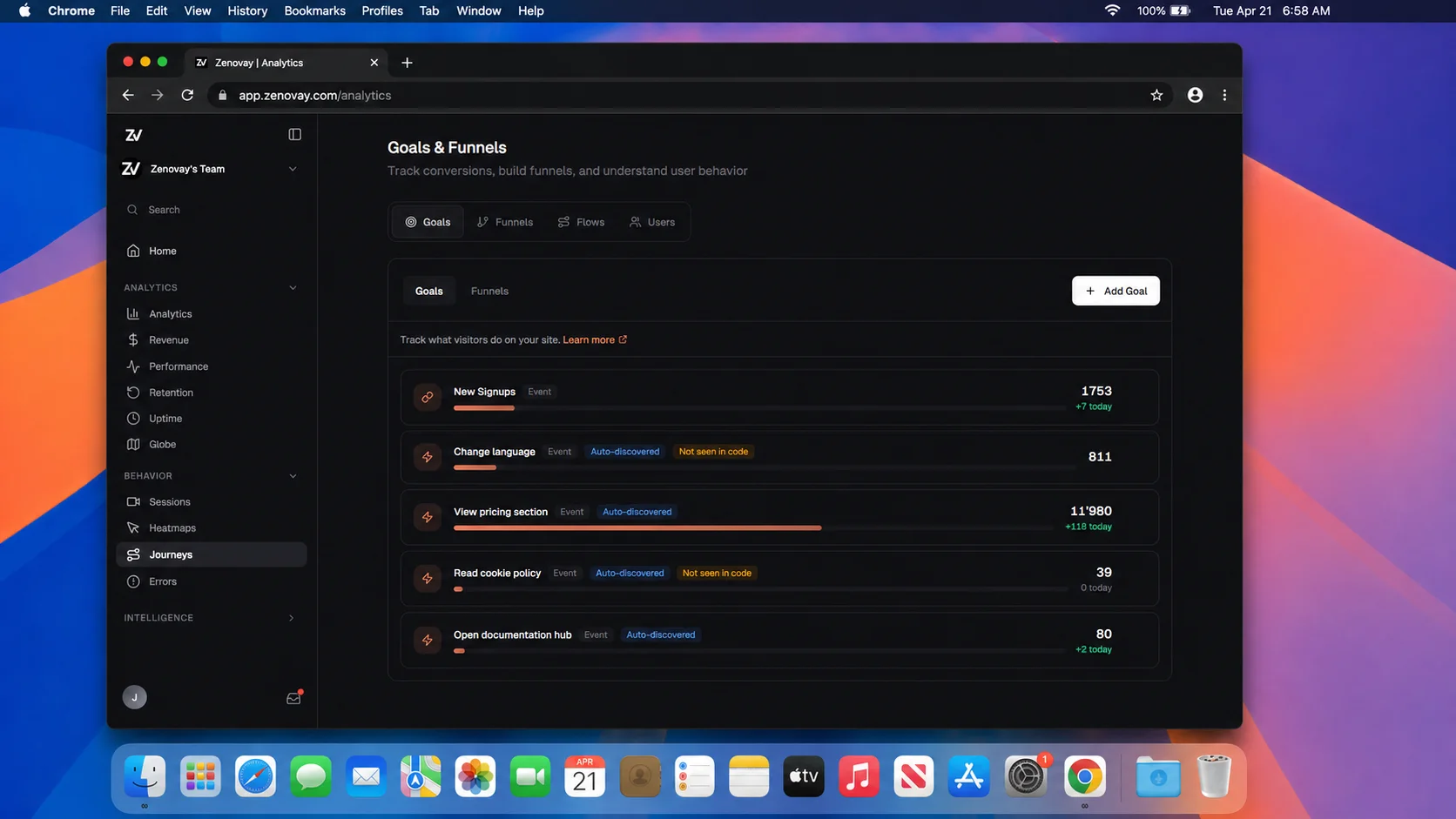 Acompanhamento de metas e conversões em um Mac