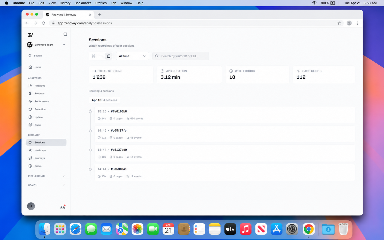 Session replay player on a Mac